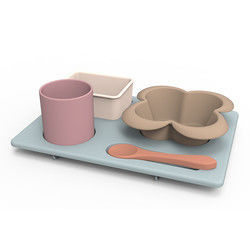 Os multi utensílios de mesa funcionais do silicone ajustaram-se inquebrável para crianças das crianças
