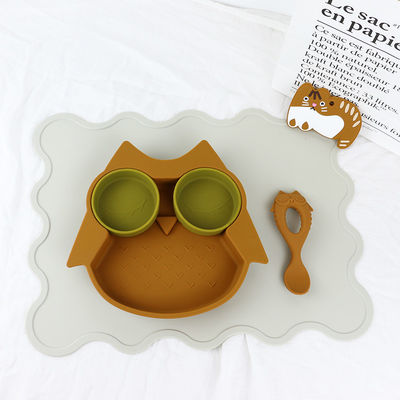 Brown Owl Style Silicone Suction Plate para funcional das crianças da criança multi
