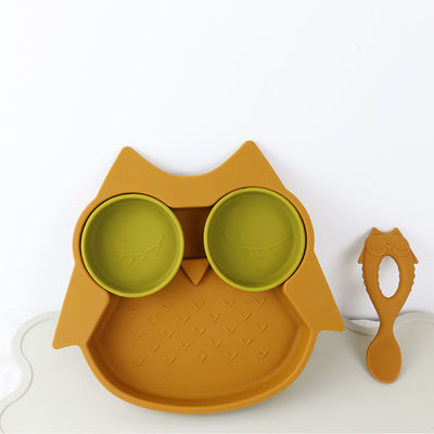 Brown Owl Style Silicone Suction Plate para funcional das crianças da criança multi