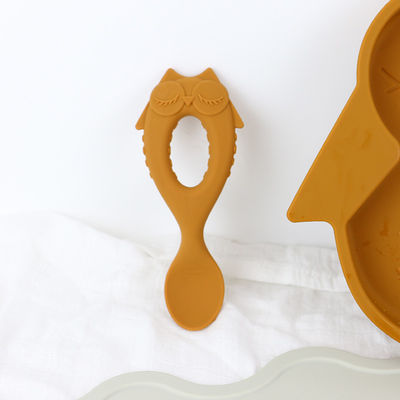 Brown Owl Style Silicone Suction Plate para funcional das crianças da criança multi
