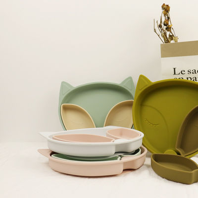 Grupo amigável da louça do silicone da placa da sução do silicone do bebê de Eco para a alimentação da criança