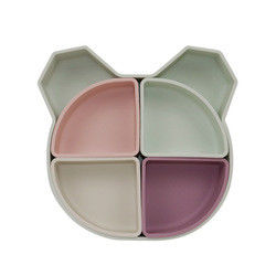 O urso Panda Shape Toddler Silicone Plates ajustou Eco não tóxico amigável