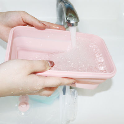 Sustentável dobrável da lancheira dobrável do silicone do produto comestível com tampa