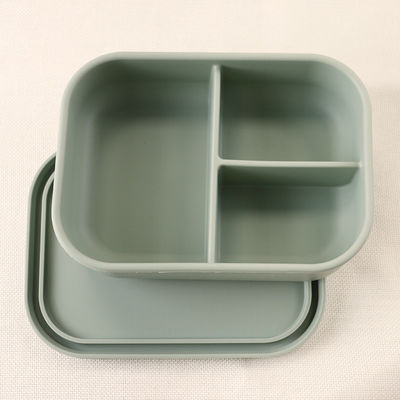 3 recipientes do almoço do silicone do compartimento, silicone reusável Bento Lunch Box Leak Proof