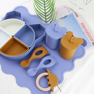 Produto comestível macio do copo das crianças do silicone da prova do escape com o OEM da palha da tampa
