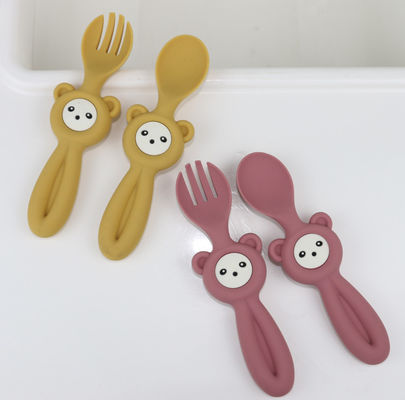 Colheres bonitos macias de Panda Style Silicone Forks And para crianças do bebê