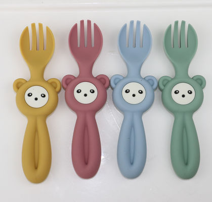 Colheres bonitos macias de Panda Style Silicone Forks And para crianças do bebê