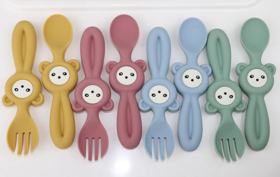Colheres bonitos macias de Panda Style Silicone Forks And para crianças do bebê