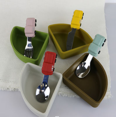 Forquilha de aço inoxidável personalizada da cor com o punho do silicone da forma do carro