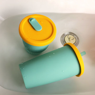 Copo portátil das crianças do silicone da prova quente para o suco 300ml 350ml do leite do chá