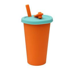 Copo portátil das crianças do silicone da prova quente para o suco 300ml 350ml do leite do chá
