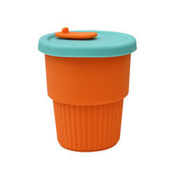 Copo portátil das crianças do silicone da prova quente para o suco 300ml 350ml do leite do chá