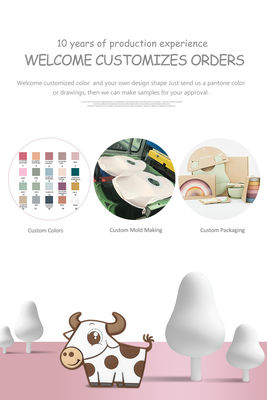 Silicone livre Teether da vaca de BPA, silicone Chewable do bebê que sai os dentes brinquedos para o presente de nutrição