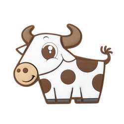 Silicone livre Teether da vaca de BPA, silicone Chewable do bebê que sai os dentes brinquedos para o presente de nutrição