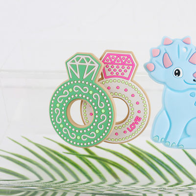 Desenhos animados Diamond Silicone Baby Teether, anéis saindo os dentes do silicone não tóxico