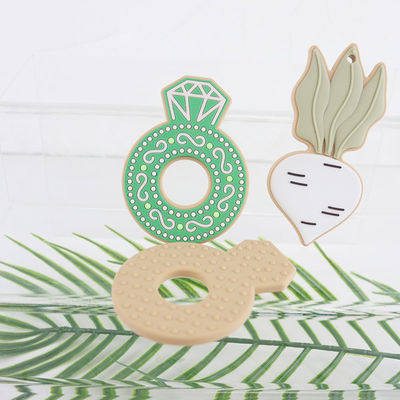 Desenhos animados Diamond Silicone Baby Teether, anéis saindo os dentes do silicone não tóxico