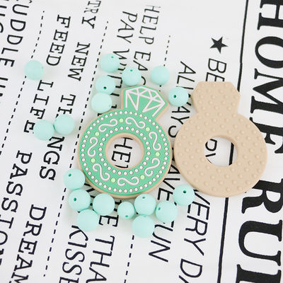 Desenhos animados Diamond Silicone Baby Teether, anéis saindo os dentes do silicone não tóxico