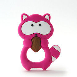 Cat Kitten Silicone Baby Teether animal BPA livre para sair os dentes da criança