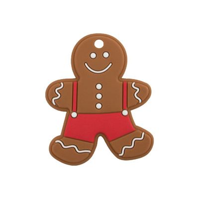 Silicone macio Teether do homem de pão-de-espécie do Natal colorido para sair os dentes do bebê