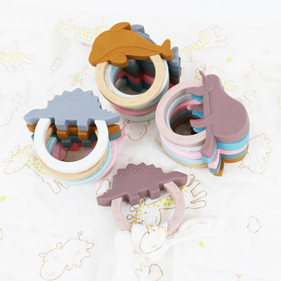 Forma de Teether Toy With Penguin Unicorn Raccoon do bebê do silicone dos desenhos animados
