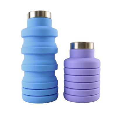 Logo Silicone Water Bottle Foldable feito sob encomenda para levar exterior
