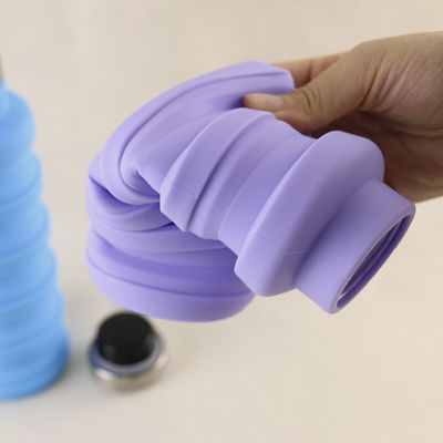 Logo Silicone Water Bottle Foldable feito sob encomenda para levar exterior