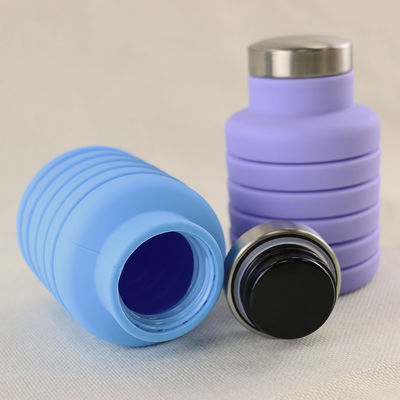 Logo Silicone Water Bottle Foldable feito sob encomenda para levar exterior