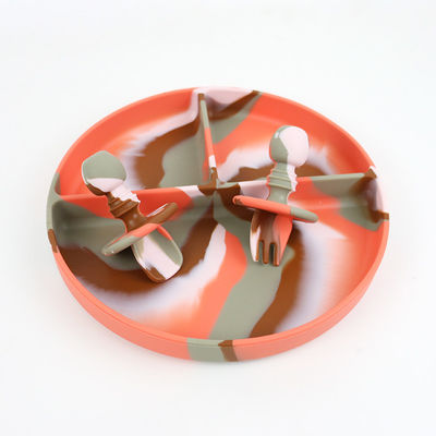 Cores Gradientes Bonitas Conjunto de Jantar de Silicone Antiderrapante Infraerável placa de sucção de silicone taça de comida