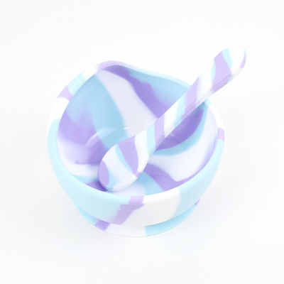 Cores Gradientes Bonitas Conjunto de Jantar de Silicone Antiderrapante Infraerável placa de sucção de silicone taça de comida