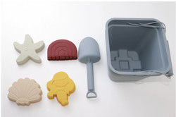 O silicone de flutuação do entretenimento da água de Toy Set Bucket Colorful For da praia do silicone de 6 partes molda o brinquedo da areia da estrela do mar