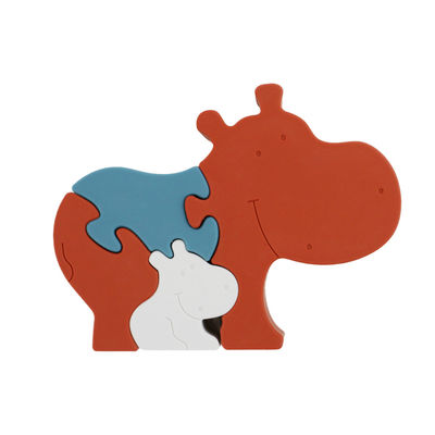 Forma amigável livre infantil do hipopótamo dos enigmas de serra de vaivém BPA do silicone do produto comestível Eco