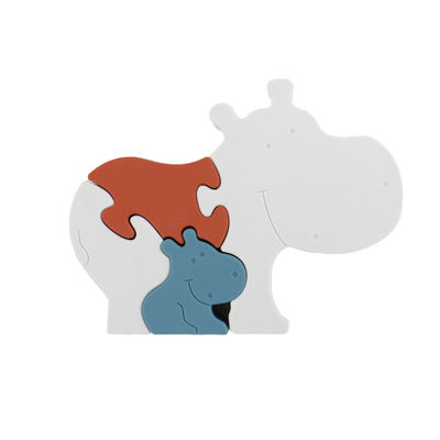 Forma amigável livre infantil do hipopótamo dos enigmas de serra de vaivém BPA do silicone do produto comestível Eco