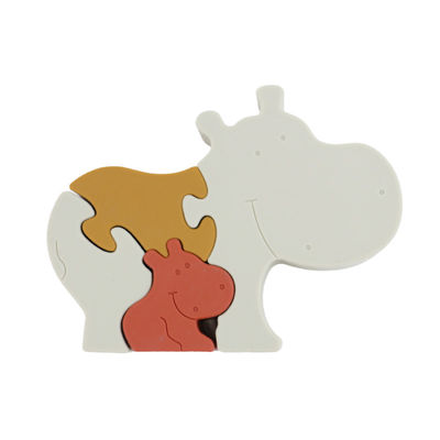 Forma amigável livre infantil do hipopótamo dos enigmas de serra de vaivém BPA do silicone do produto comestível Eco
