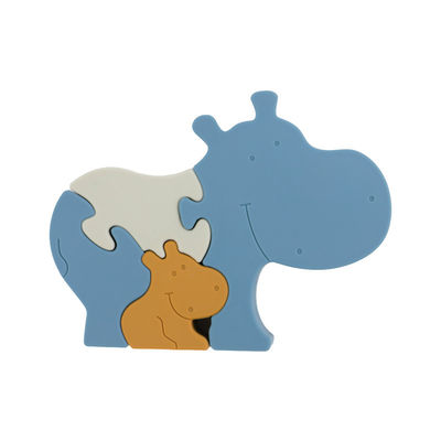 Forma amigável livre infantil do hipopótamo dos enigmas de serra de vaivém BPA do silicone do produto comestível Eco