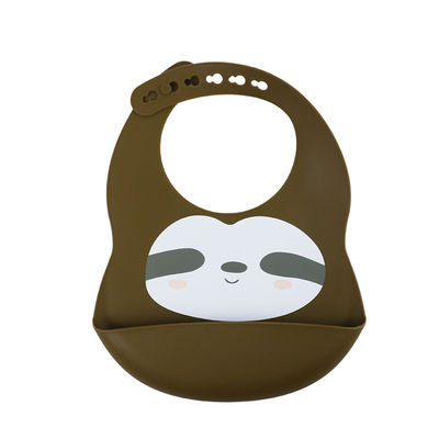 Costume do babador do silicone do bebê da cor de Pantone com impressão animal bonito da preguiça
