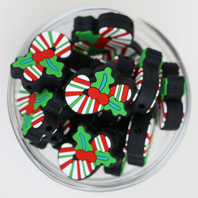 Grânulos amigáveis livres focais dos grânulos BPA Eco DIY do silicone feito sob encomenda do Natal para keychains da pena
