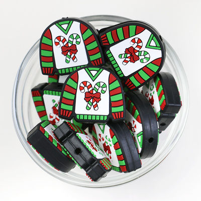Grânulos amigáveis livres focais dos grânulos BPA Eco DIY do silicone feito sob encomenda do Natal para keychains da pena