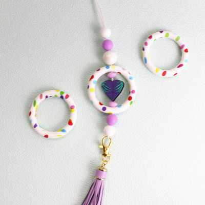 O silicone imprimiu O Ring Beads para toda a corrente chave do uso DIY dos povos ou a outra decoração