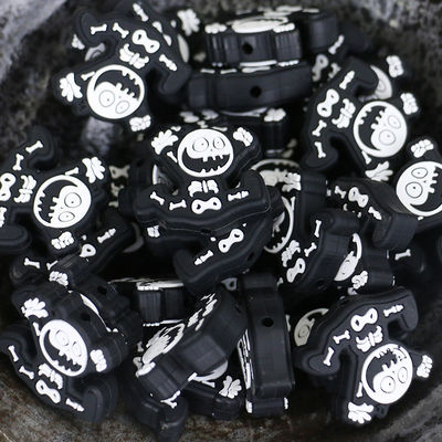 Silicone Não-tóxico feito sob encomenda que sai os dentes grânulos com furo para o bebê que sai os dentes focals para o Natal do Dia das Bruxas
