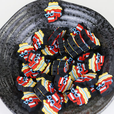 baixo silicone bonito barato por atacado dos desenhos animados DIY de MOQ que sai os dentes grânulos para keychains das penas