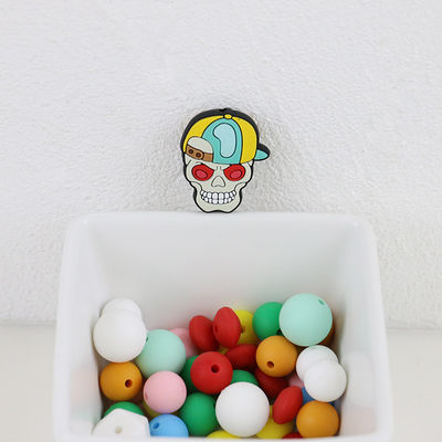 Grânulo focal do silicone feito sob encomenda das abóboras do crânio do Dia das Bruxas para keychains das penas de DIY