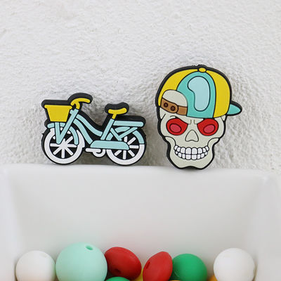 Grânulo focal do silicone feito sob encomenda das abóboras do crânio do Dia das Bruxas para keychains das penas de DIY