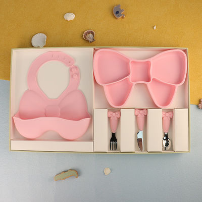 A multi criança segura colorida da micro-ondas do silicone chapeia com o grupo de alimentação da menina do nó da curva