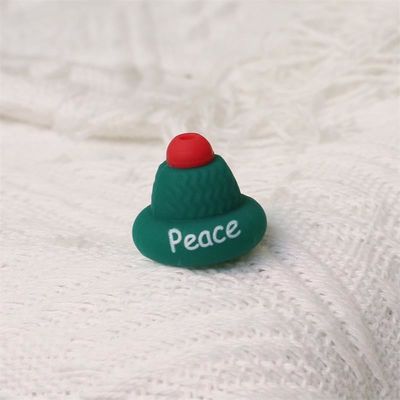 Varejo 100% seguro sem BPA, pérola de silicone com focos de chapéu de Natal 3D - não tóxico