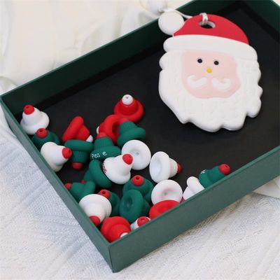 Varejo 100% seguro sem BPA, pérola de silicone com focos de chapéu de Natal 3D - não tóxico