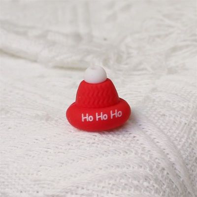 Varejo 100% seguro sem BPA, pérola de silicone com focos de chapéu de Natal 3D - não tóxico