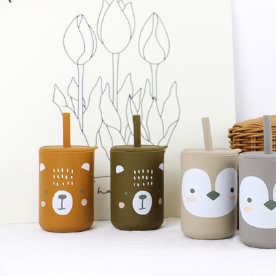 Comércio A Grosso Disponível Copo de Bebida de Silicone Impresso Com Palha - Copo de Sippy de Silicone Incrível de Alta Durabilidade