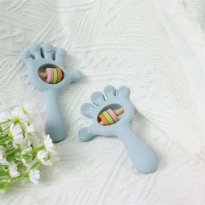 ODM Bebê Brinquedos de silicone Grupo etário Bebês Crianças Crianças Rattle Forma de mão