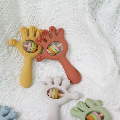 ODM Bebê Brinquedos de silicone Grupo etário Bebês Crianças Crianças Rattle Forma de mão