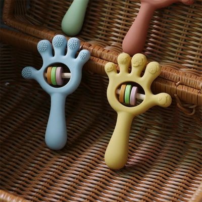 ODM Bebê Brinquedos de silicone Grupo etário Bebês Crianças Crianças Rattle Forma de mão